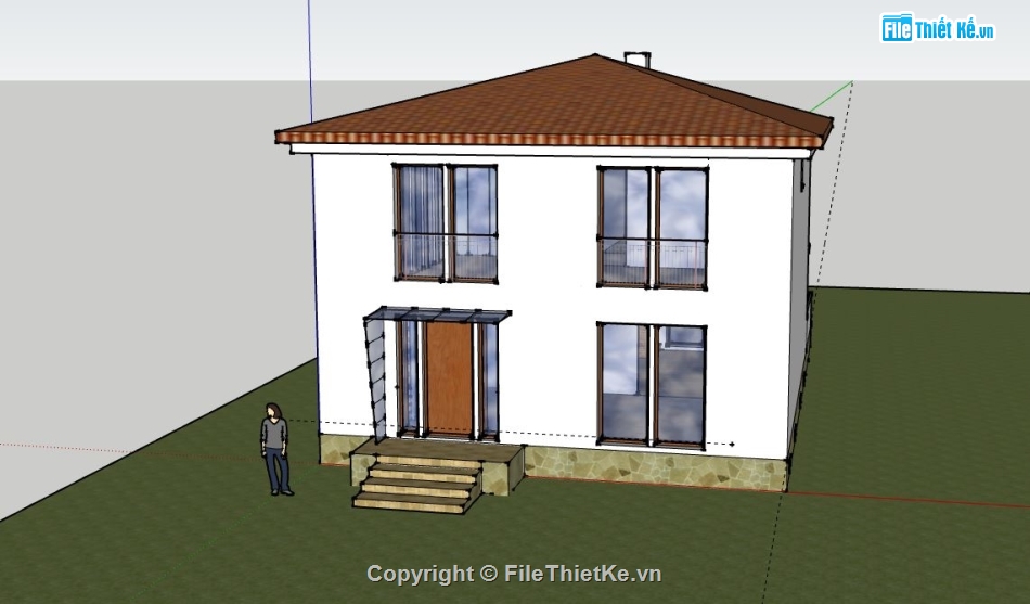 Biệt thự 2 tầng,model su biệt thự 2 tầng,biệt thự 2 tầng sketchup,biệt thự 2 tầng file su