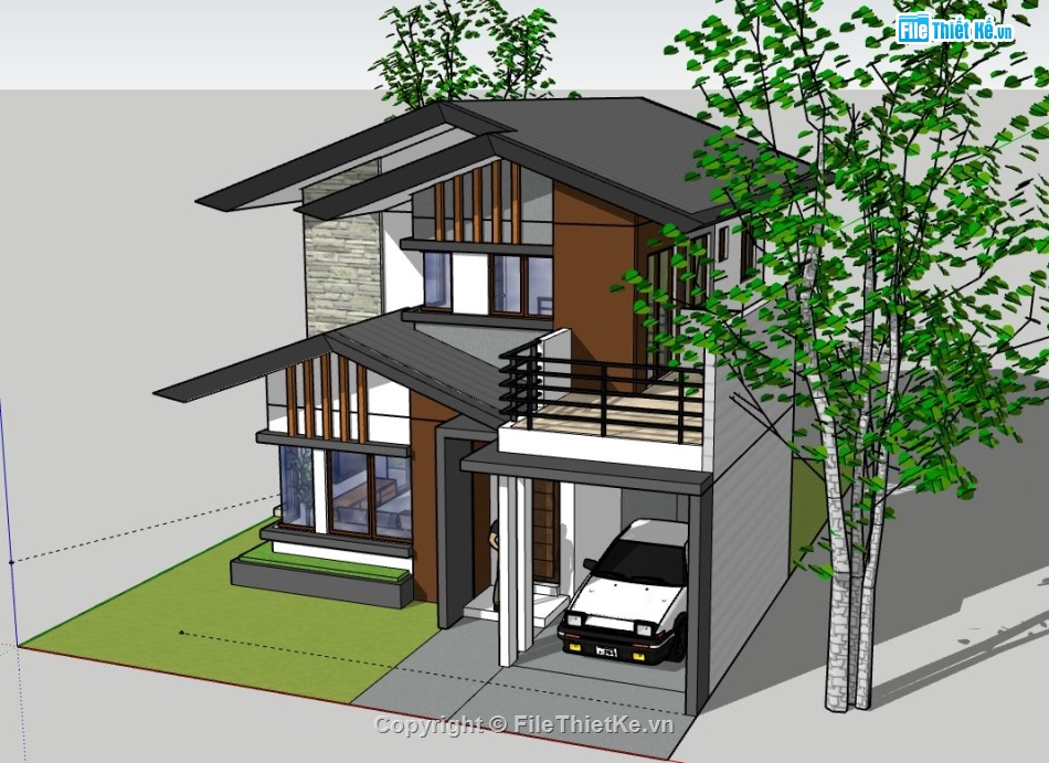 Biệt thự  2 tầng,model su biệt thự 2 tầng,file su biệt thự 2 tầng,sketchup biệt thự 2 tầng,biệt thự 2 tầng file su