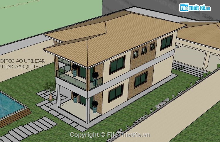 Biệt thự 2 tầng,model su biệt thự 2 tầng,biệt thự 2 tầng file su