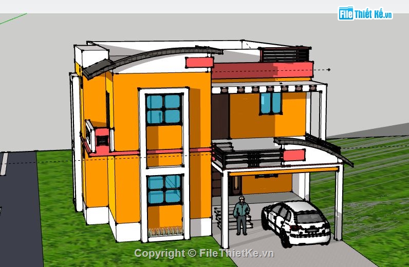 Biệt thự 2 tầng,model su biệt thự 2 tầng,biệt thự 2 tầng model sketchup