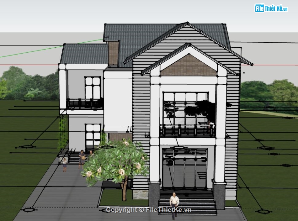 biệt thự 2 tầng,model su biệt thự 2 tầng,file sketchup biệt thự 2 tầng,biệt thự 2 tầng file su,mẫu biệt thự 2 tầng sketchup