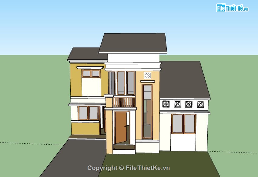 Biệt thự 2 tầng,model su biệt thự 2 tầng,file sketchup biệt thự 2 tầng,biệt thự 2 tầng sketchup