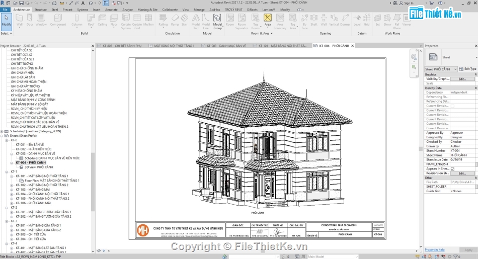 kiến trúc biệt thự 2 tầng,file revit biệt thự 2 tầng,Mẫu biệt thự 2 tầng mái nhật,biệt thự 2 tầng hiện đại