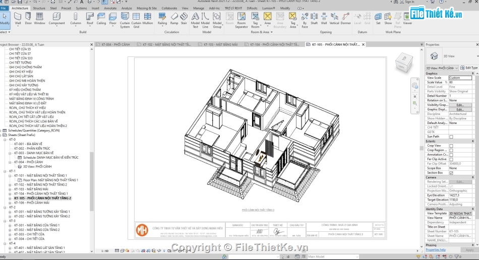 kiến trúc biệt thự 2 tầng,file revit biệt thự 2 tầng,Mẫu biệt thự 2 tầng mái nhật,biệt thự 2 tầng hiện đại