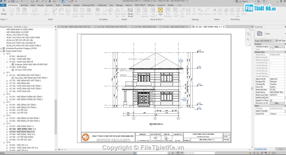 kiến trúc biệt thự 2 tầng,file revit biệt thự 2 tầng,Mẫu biệt thự 2 tầng mái nhật,biệt thự 2 tầng hiện đại