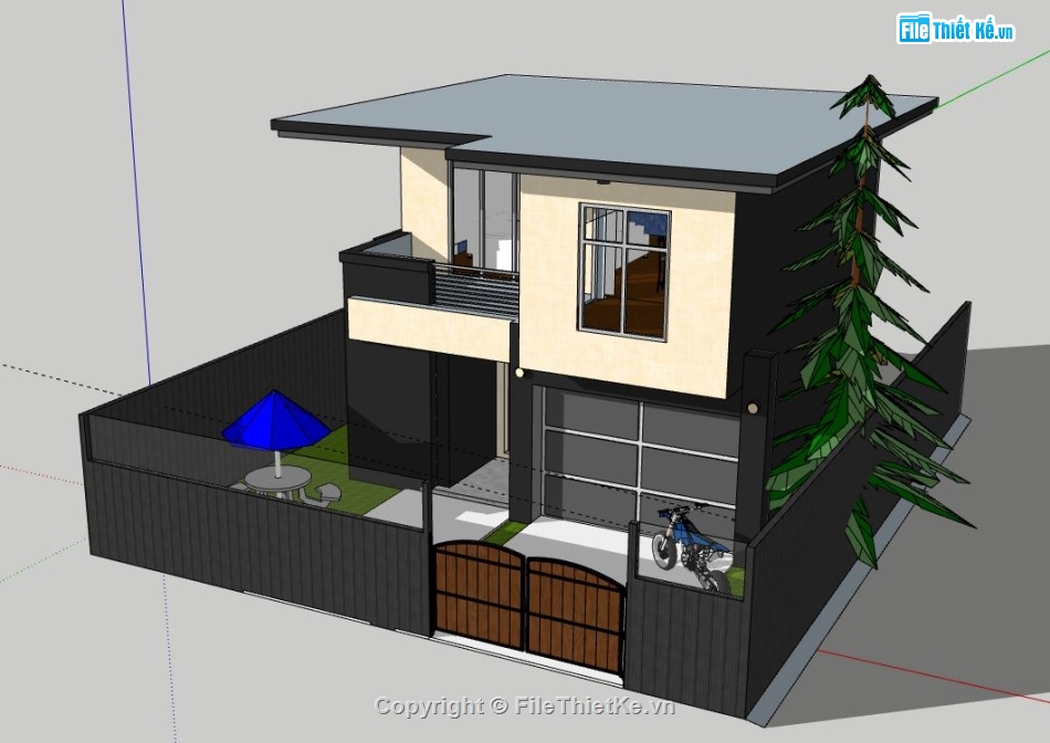 Biệt thự 2 tầng,model su biệt thự 2 tầng,biệt thự 2 tầng file su,sketchup biệt thự 2 tầng