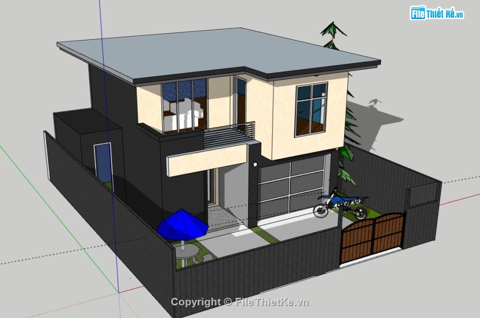 Biệt thự 2 tầng,model su biệt thự 2 tầng,biệt thự 2 tầng file su,sketchup biệt thự 2 tầng