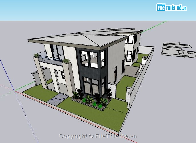 Biệt thự 2 tầng,model su biệt thự 2 tầng,file sketchup biệt thự 2 tầng