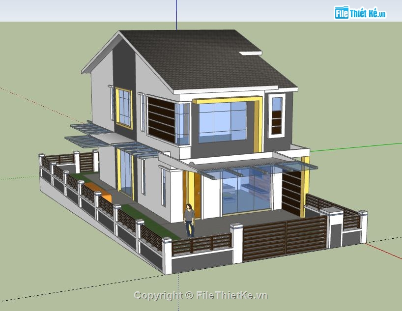 Biệt thự 2 tầng,model su biệt thự 2 tầng,file su biệt thự 2 tầng,biệt thự 2 tầng sketchup,sketchup biệt thự 2 tầng