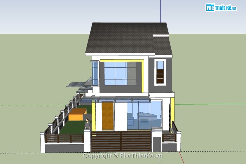 Biệt thự 2 tầng,model su biệt thự 2 tầng,file su biệt thự 2 tầng,biệt thự 2 tầng sketchup,sketchup biệt thự 2 tầng