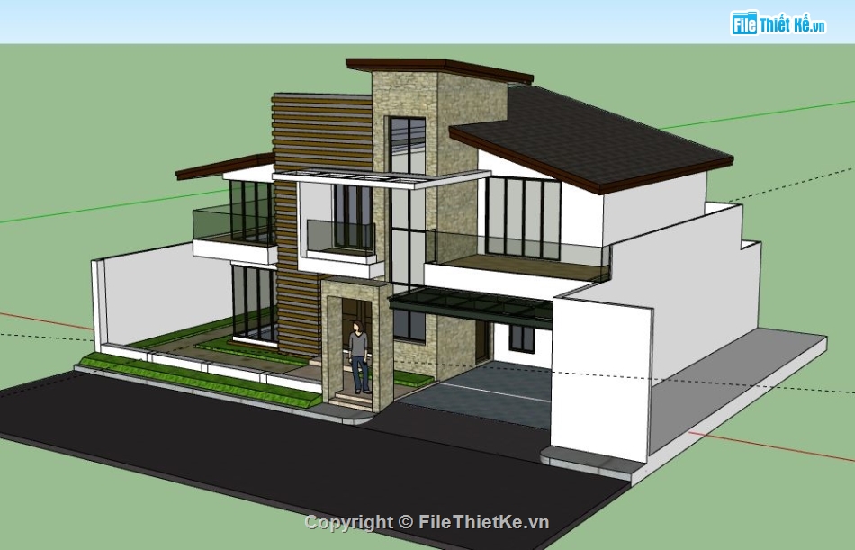 Biệt thự 2 tầng,model su biệt thự 2 tầng,biệt thự 2 tầng file su,sketchup biệt thự 2 tầng,biệt thự 2 tầng model su