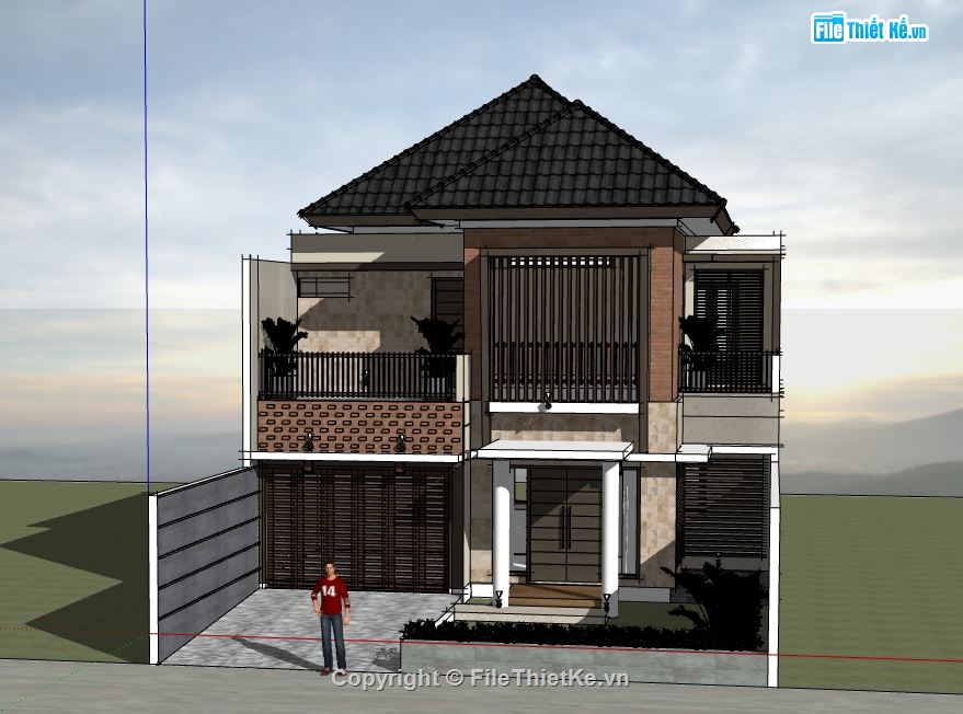 Biệt thự 2 tầng,model su biệt thự 2 tầng,file su biệt thự 2 tầng,biệt thự 2 tầng sketchup,sketchup biệt thự 2 tầng hiện đại