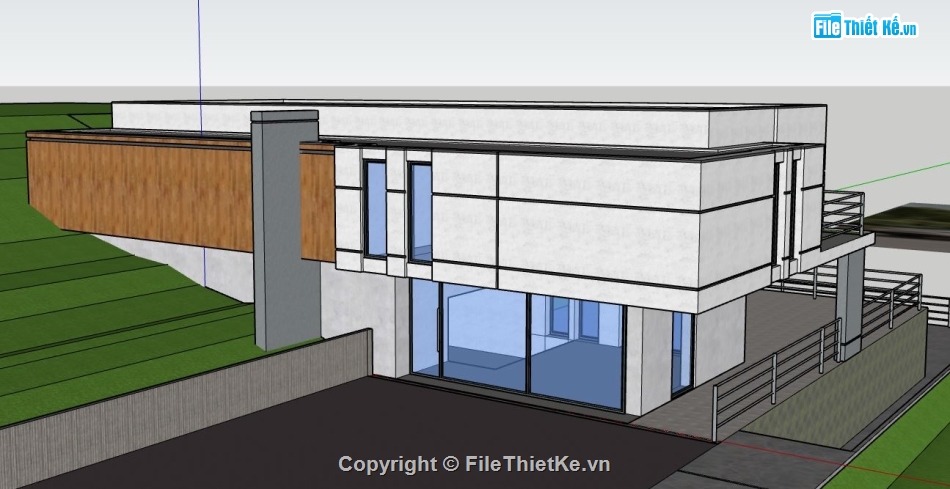 model su biệt thự 2 tầng,file su biệt thự 2 tầng,biệt thự 2 tầng 9.9x20m,file sketchup biệt thự 2 tầng