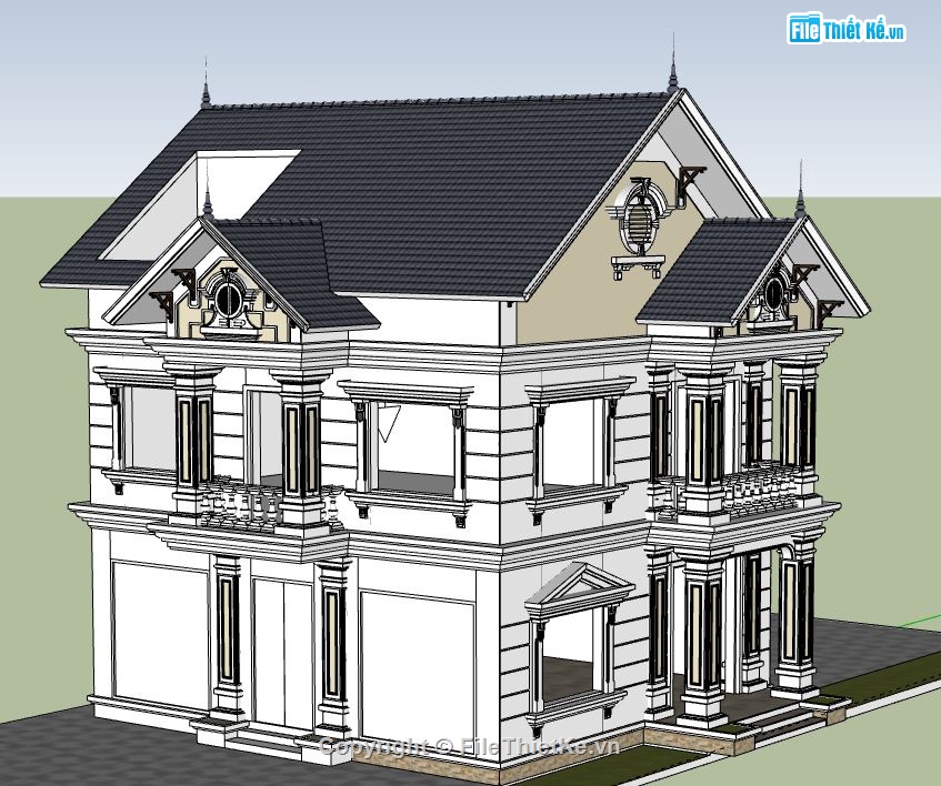 Biệt thự 2 tầng,Model su biệt thự 2 tầng,biệt thự 2 tầng file su,biệt thự 2 tầng su,file sketchup biệt thự 2 tầng