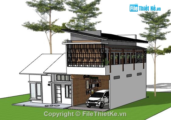 Biệt thự 2 tầng,model su biệt thự 2 tầng,biệt thự 2 tầng file su,file sketchup biệt thự 2 tầng