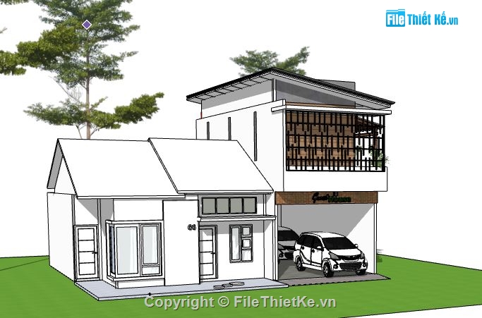 Biệt thự 2 tầng,model su biệt thự 2 tầng,biệt thự 2 tầng file su,file sketchup biệt thự 2 tầng