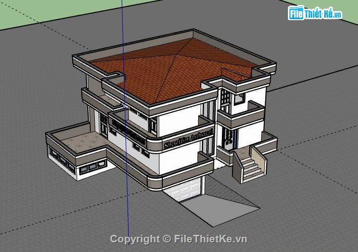 Biệt thự 2 tầng,model su biệt thự 2 tầng,mẫu biệt thự 2 tầng sketchup,biệt thự 2 tầng sketchup