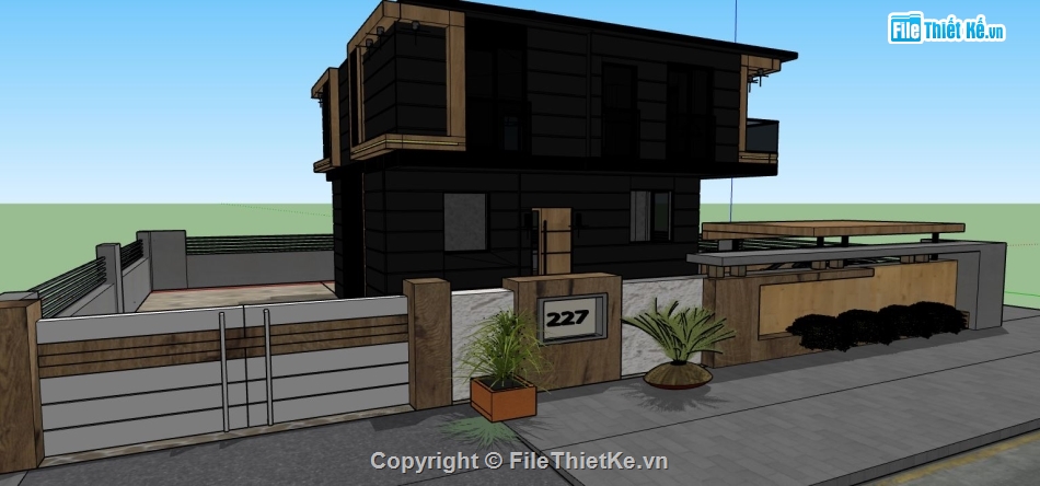 model su biệt thự,file sketchup biệt thự,su biệt thự 2 tầng