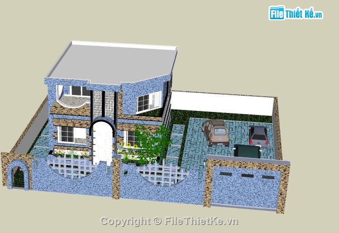 Biệt thự 2 tầng,model su biệt thự 2 tầng,file sketchup biệt thự 2 tầng