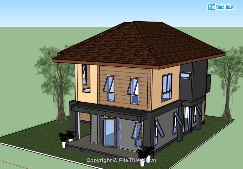 Biệt thự 2 tầng,model su biệt thự 2 tầng,file su biệt thự 2 tầng,biệt thự 2 tầng file su,sketchup biệt thự 2 tầng