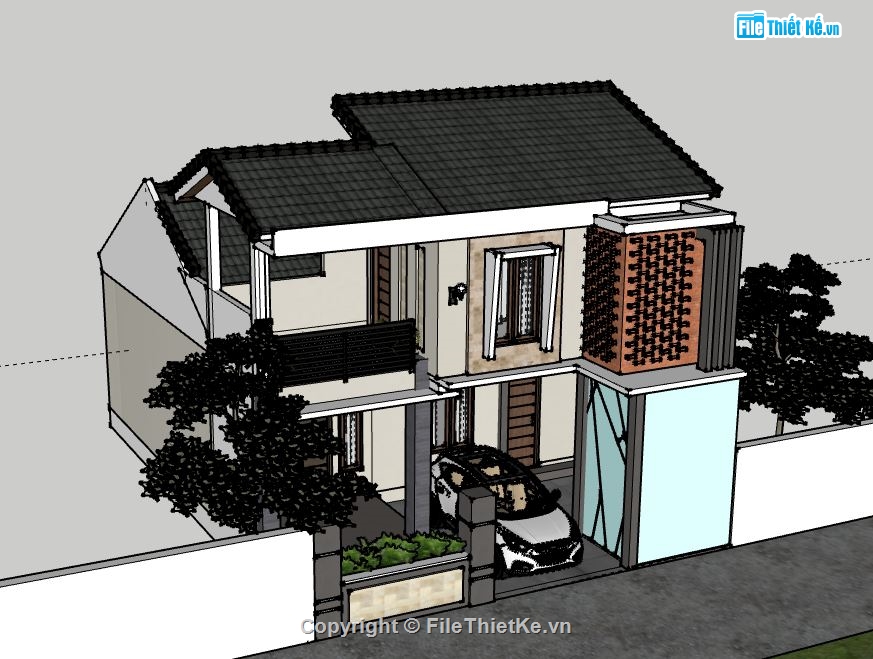 Biệt thự 2 tầng,model su biệt thự 2 tầng,mẫu biệt thự 2 tầng sketchup,biệt thự 2 tầng file su