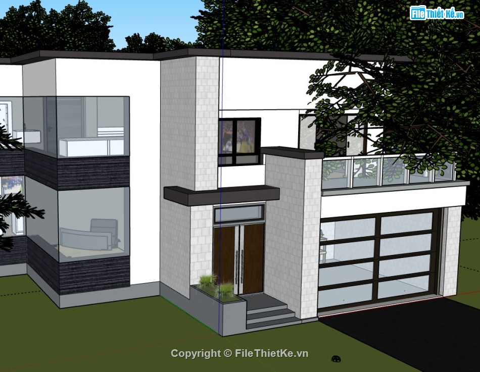 Biệt thự 2 tầng,model su biệt thự 2 tầng,biệt thự 2 tầng file su,sketchup biệt thự 2 tầng