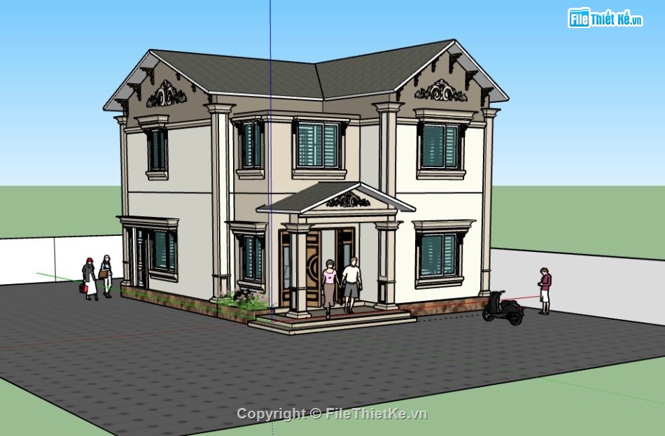 Biệt thự  2 tầng,model su biệt thự 2 tầng,biệt thự 2 tầng file su,sketchup biệt thự 2 tầng,biệt thự 2 tầng file sketchup