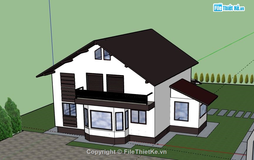 Biệt thự 2 tầng,model su biệt thự 2 tầng,biệt thự 2 tầng file su,file sketchup biệt thự 2 tầng