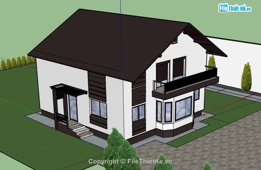 Biệt thự 2 tầng,model su biệt thự 2 tầng,biệt thự 2 tầng file su,file sketchup biệt thự 2 tầng