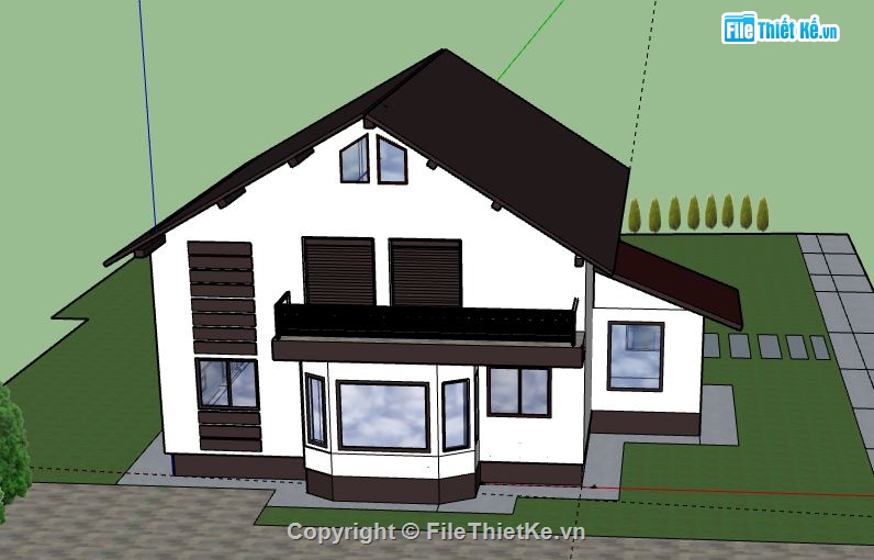 Biệt thự 2 tầng,model su biệt thự 2 tầng,biệt thự 2 tầng file su,file sketchup biệt thự 2 tầng