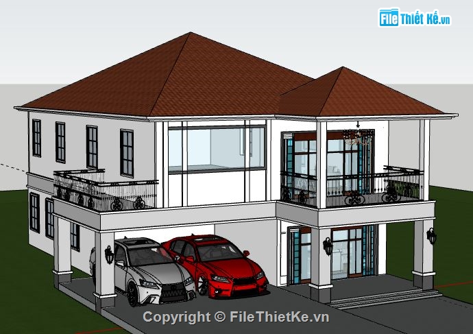 Biệt thự 2 tầng,model su biệt thự 2 tầng,biệt thự 2 tầng file su,file sketchup biệt thự 2 tầng,biệt thự 2 tầng model su