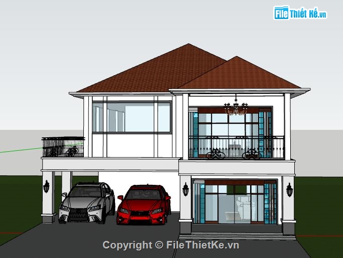 Biệt thự 2 tầng,model su biệt thự 2 tầng,biệt thự 2 tầng file su,file sketchup biệt thự 2 tầng,biệt thự 2 tầng model su