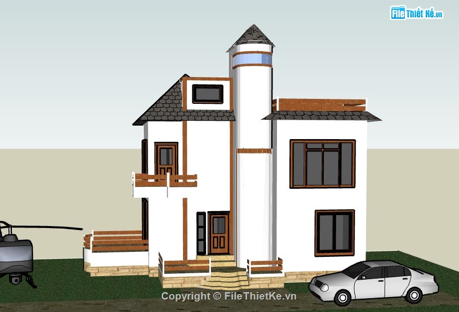 Biệt thự 2 tầng,model su biệt thự 2 tầng,file su biệt thự 2 tầng,mẫu biệt thự 2 tầng sketchup