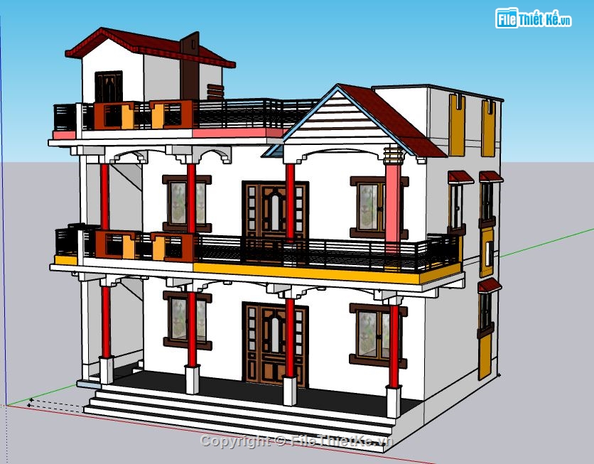 Biệt thự 2 tầng,model su biệt thự 2 tầng,file su biệt thự 2 tầng,sketchup biệt thự 2 tầng,biệt thư 2 tầng file su