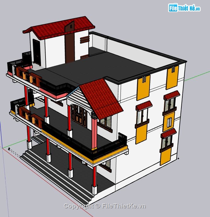 Biệt thự 2 tầng,model su biệt thự 2 tầng,file su biệt thự 2 tầng,sketchup biệt thự 2 tầng,biệt thư 2 tầng file su