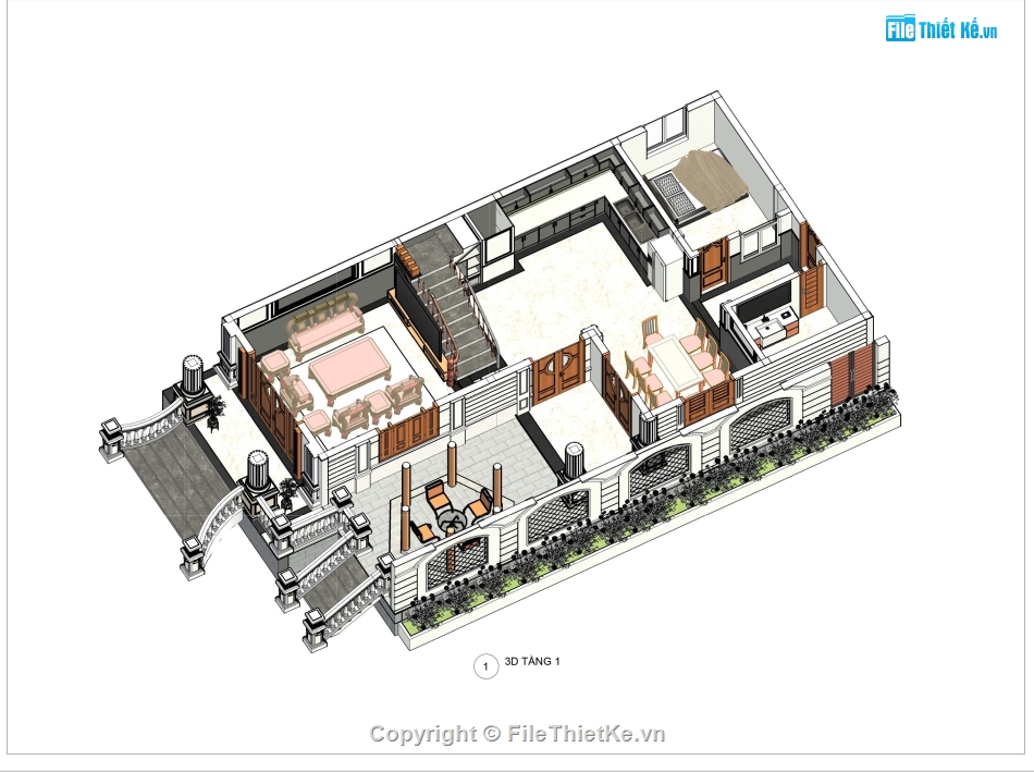 Biệt thự 2 tầng,Revit biệt thự 2 tầng,file revit biệt thự 2 tầng