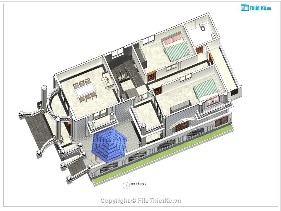 Biệt thự 2 tầng,Revit biệt thự 2 tầng,file revit biệt thự 2 tầng