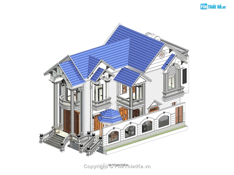 Biệt thự 2 tầng,Revit biệt thự 2 tầng,file revit biệt thự 2 tầng