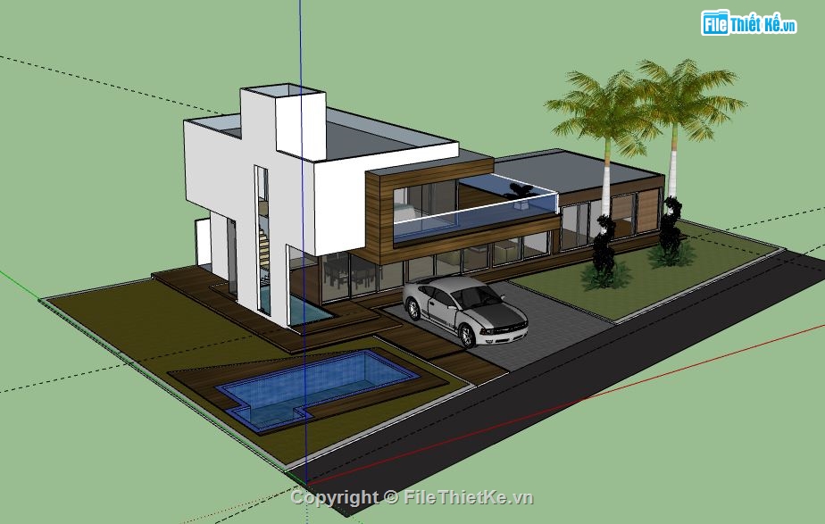 biệt thự 2 tầng,sketchup biệt thự 2 tầng,nhà biệt thự 2 tầng file su,model su biệt thự 2 tầng,biệt thự 2 tầng file sketchup