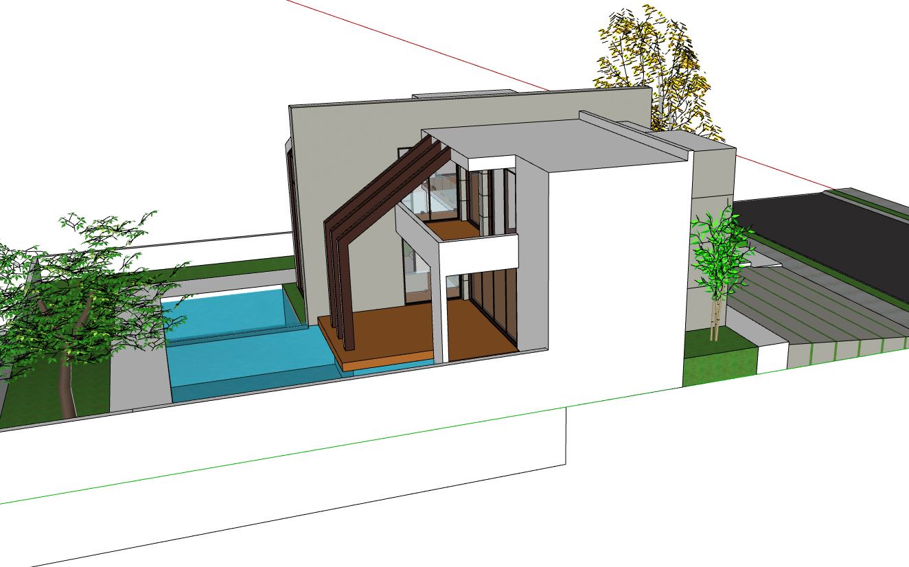 biệt thự 2 tầng có bể bơi,file su biệt thự 2 tầng,biệt thự bể bơi,sketchup biệt thự