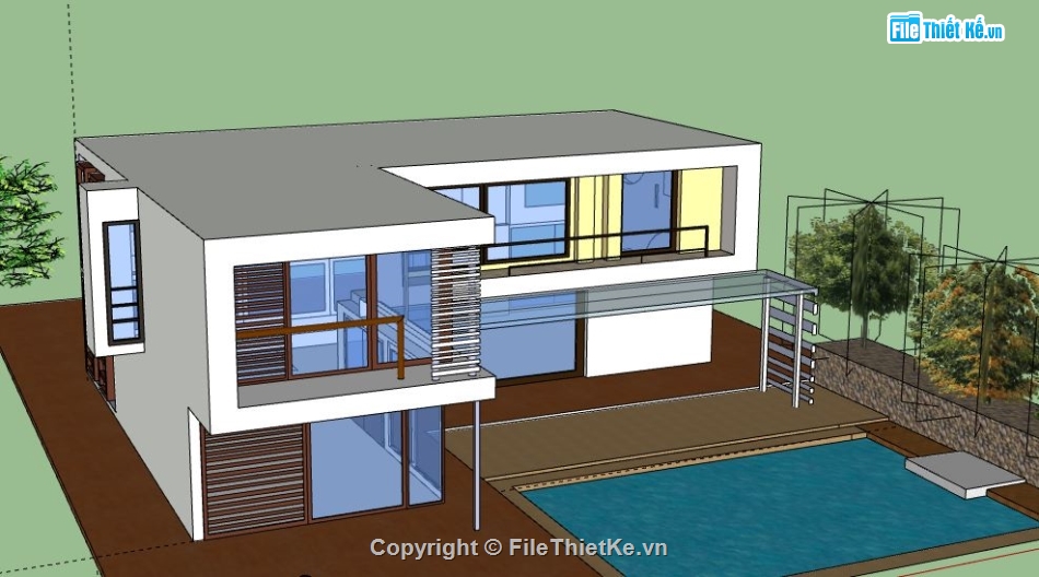 Biệt thự 2 tầng có hồ bơi,Biệt thự  2 tầng,model su biệt thự 2 tầng,file su biệt thự 2 tầng,biệt thự 2 tầng file su