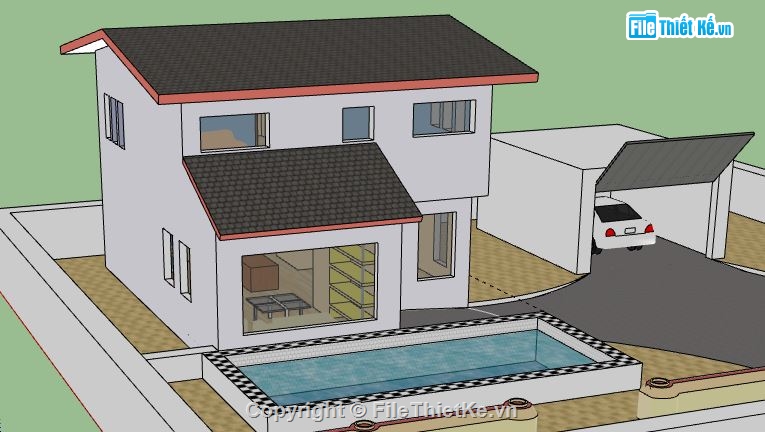 Biệt thự 2 tầng,model su biệt thự 2 tầng,biệt thự 2 tầng file su,file sketchup biệt thự 2 tầng,biệt thự 2 tầng sketchup