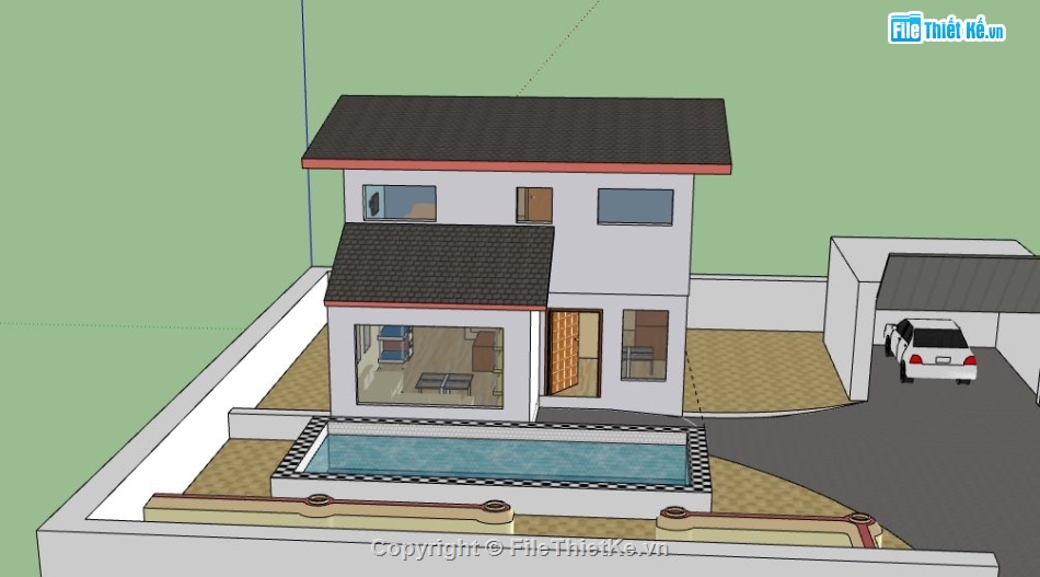 Biệt thự 2 tầng,model su biệt thự 2 tầng,biệt thự 2 tầng file su,file sketchup biệt thự 2 tầng,biệt thự 2 tầng sketchup