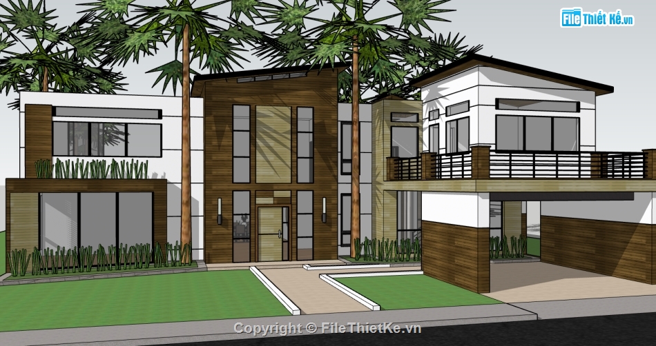 Biệt thự  2 tầng,model su biệt thự,file sketchup biệt thự