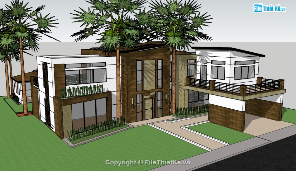 Biệt thự  2 tầng,model su biệt thự,file sketchup biệt thự