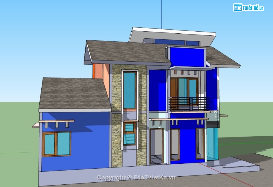 model su biệt thự,su biệt thự,sketchup biệt thự