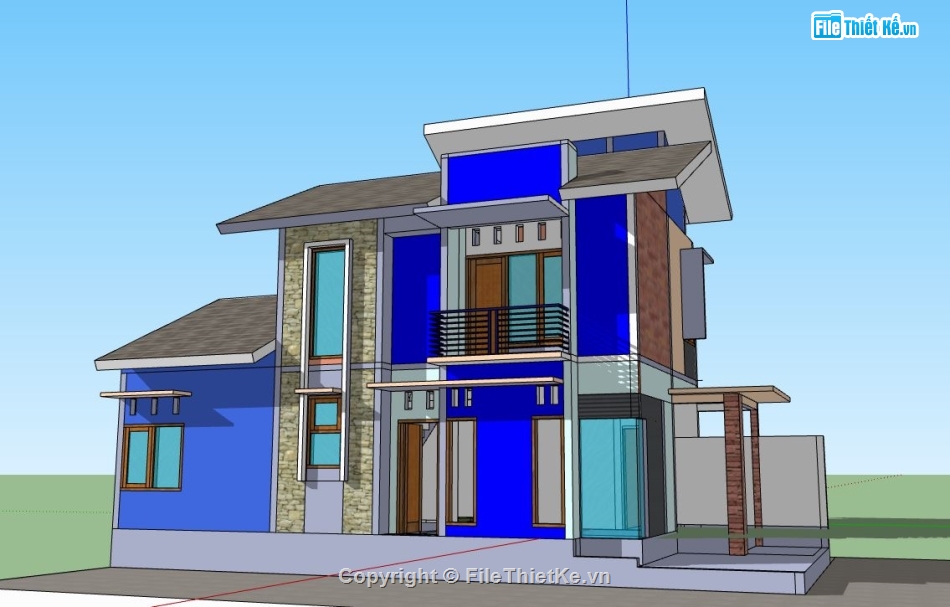 model su biệt thự,su biệt thự,sketchup biệt thự