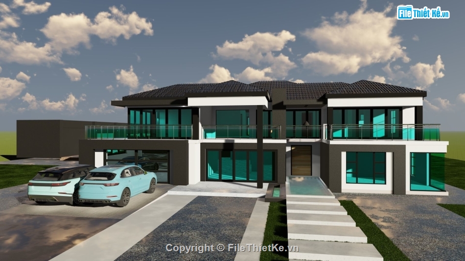 Biệt thự  2 tầng,model su biệt thự 2 tầng,file su biệt thự 2 tầng,biệt thự 2 tầng file su,biệt thự 2 tầng model su