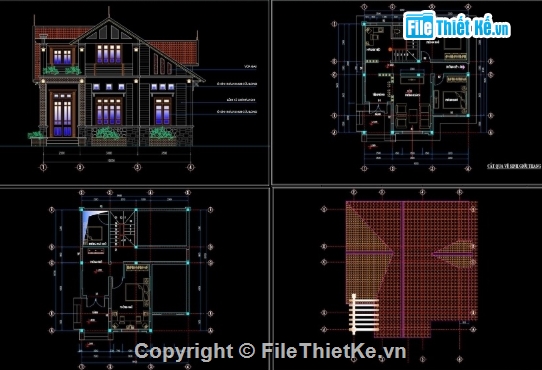 Biệt thự 2 tầng,cad biệt thự 2 tầng,biệt thự 2 tầng file cad