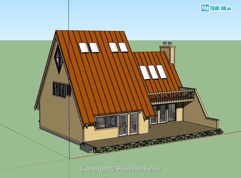 mẫu biệt thự 2 tầng sketchup,dựng biệt thự file su,thiết kế biệt thự 2 tầng sketchup